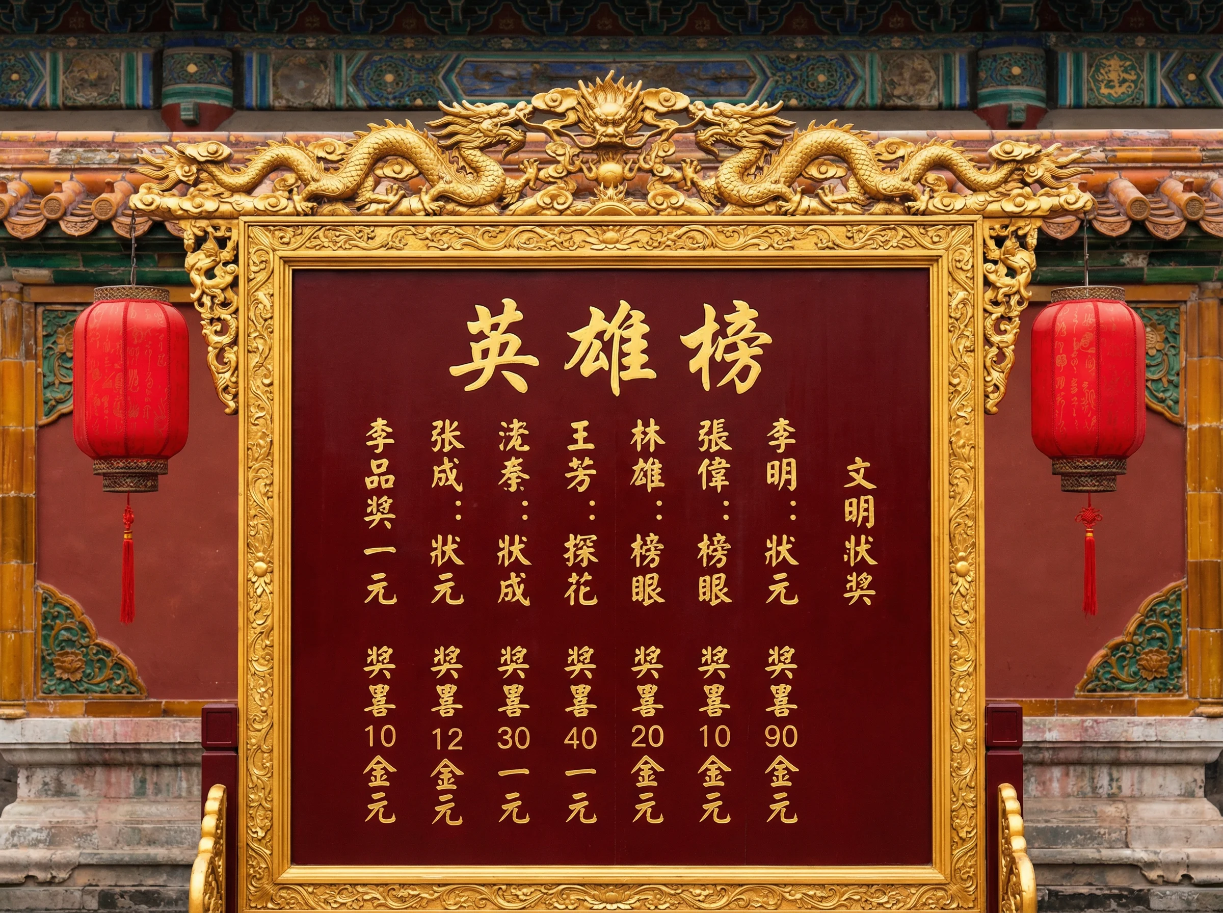 电子pg英雄榜中奖喜报红榜金色龙纹